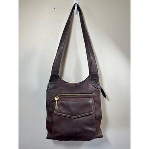 Vintage Fossil 1954 Brown Leather Dual Strap Shoulder Bag Purse